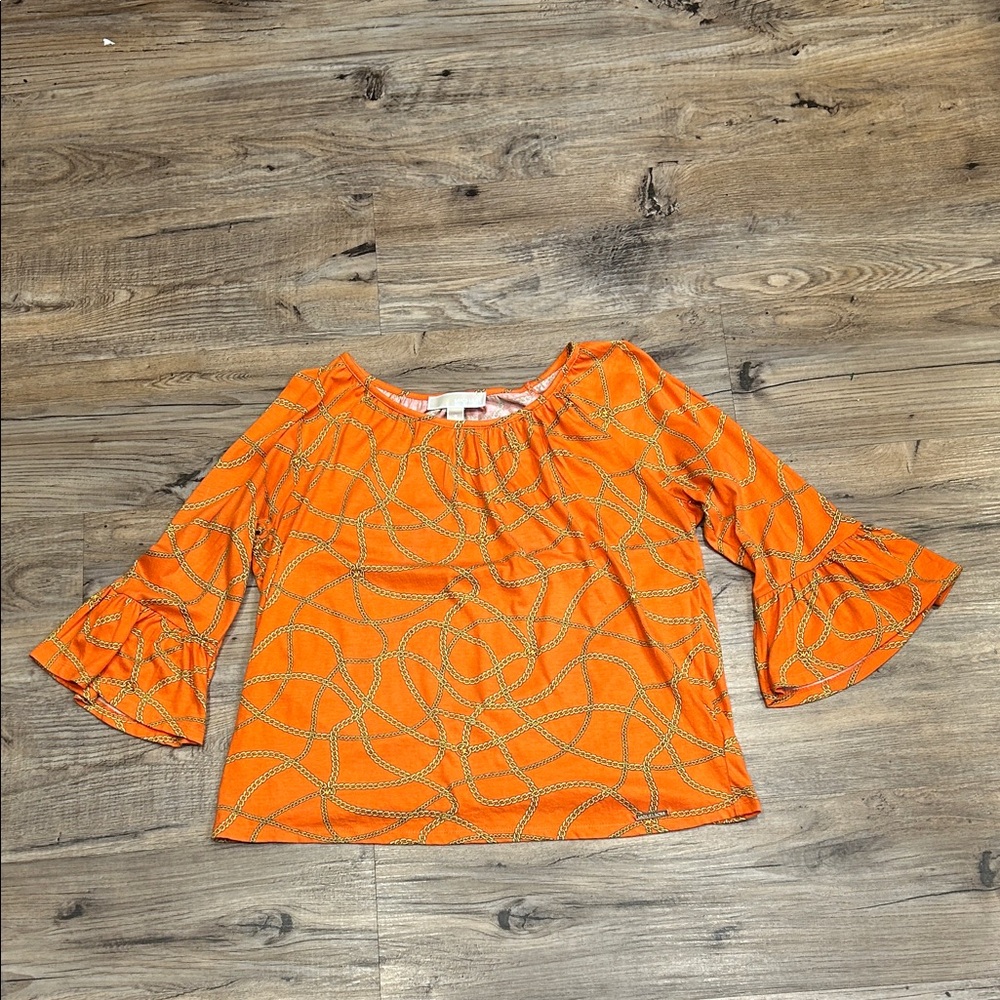 Michael Kors Orange Blouse with Flared Sleeves